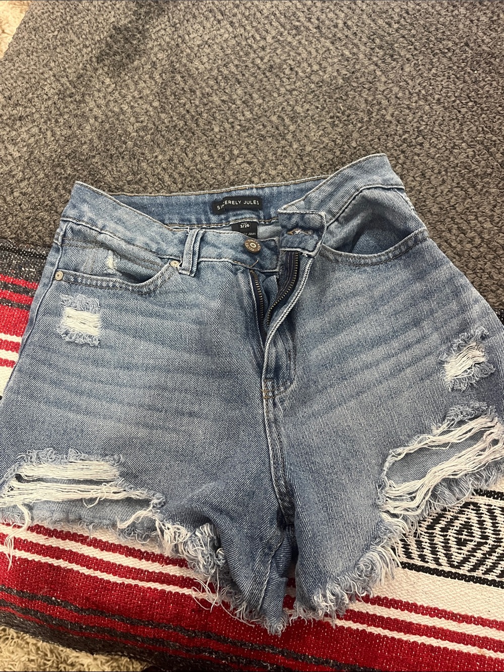 Sincerely Jules Light Blue Distressed Denim Shorts
